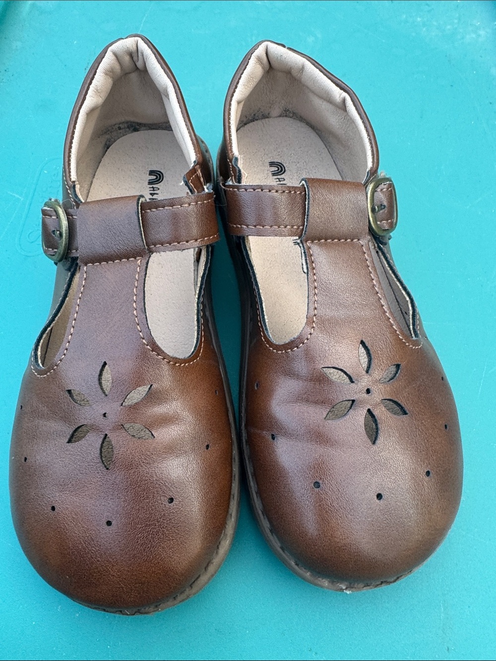 Mary Jane Brown Floral Cutout Kids Dress Shoes